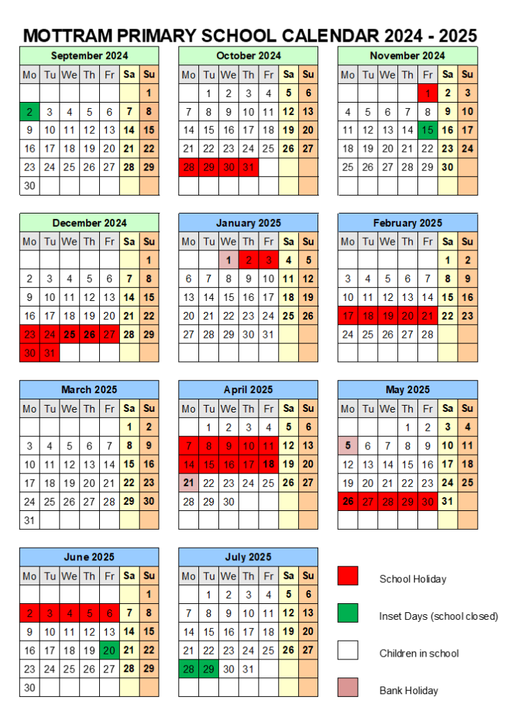 Term Dates | Mottram C of E Primary School